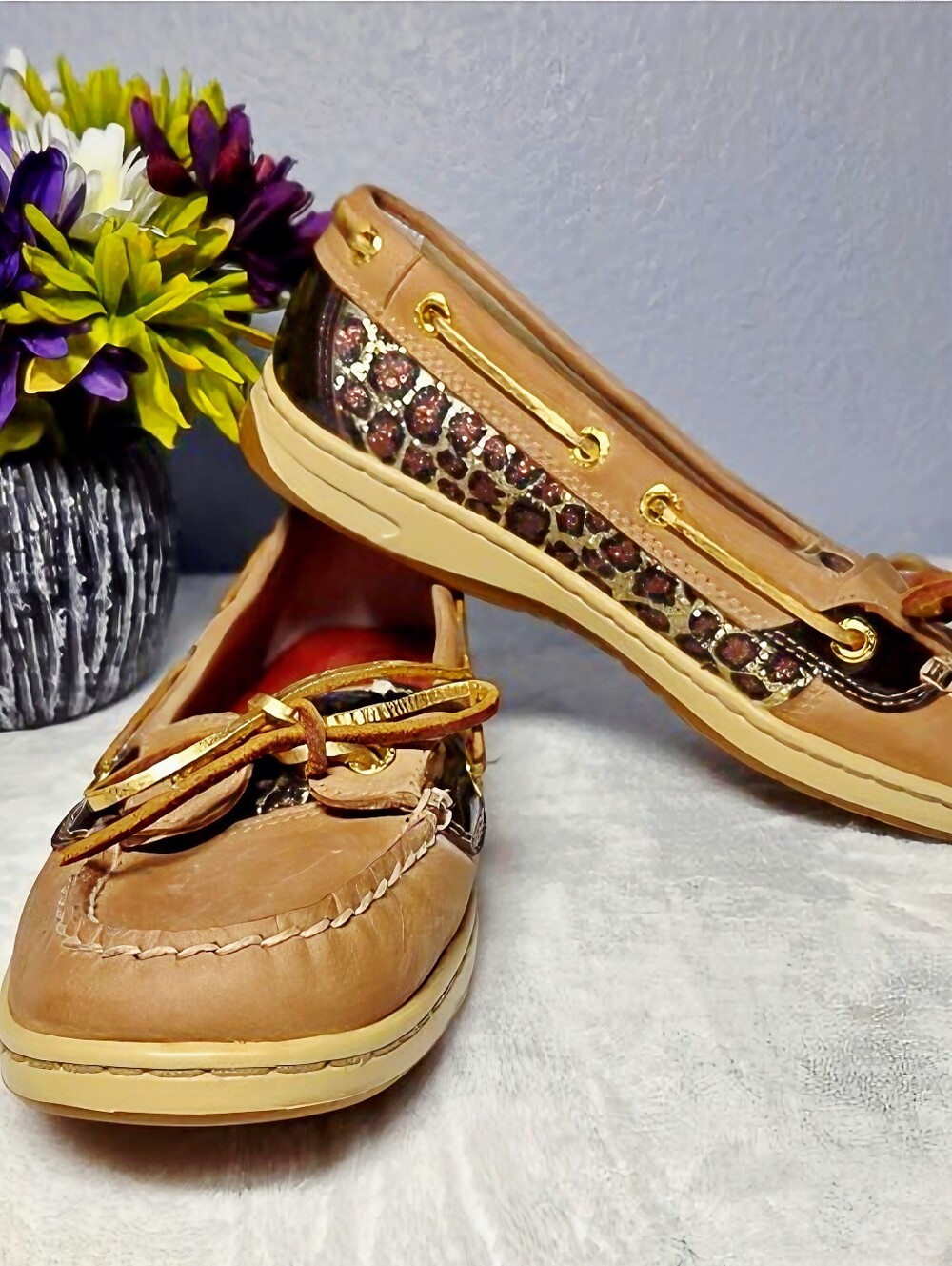 Sperry Leopard Sparkle Metallic Panel Boat Shoes - EUC – Size: 7.5 (Women’s) - Picture 3 of 11
